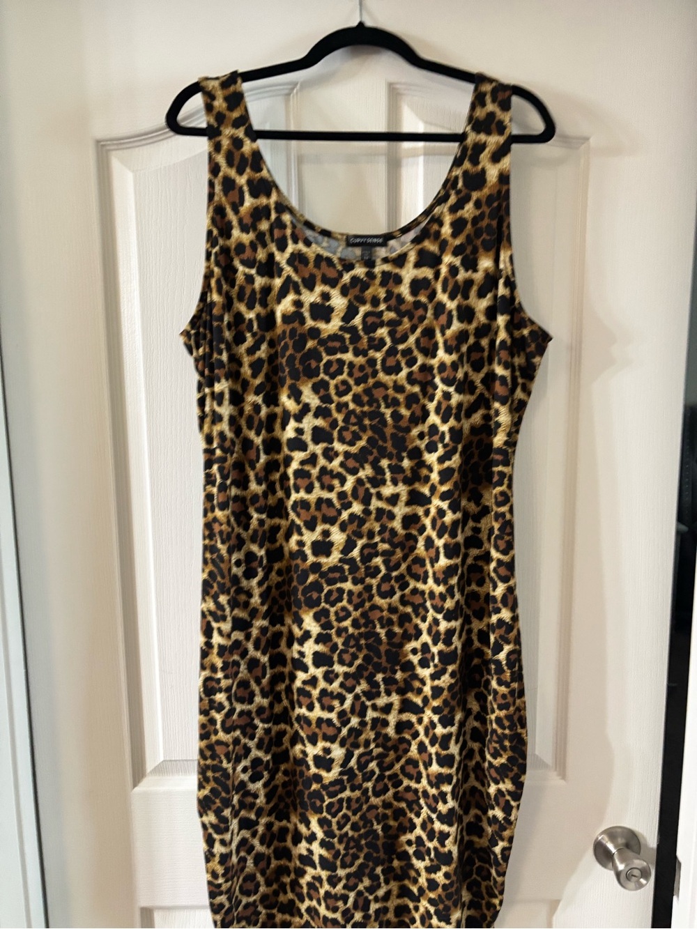 Leopard Print Midi Dress - Brown/Black